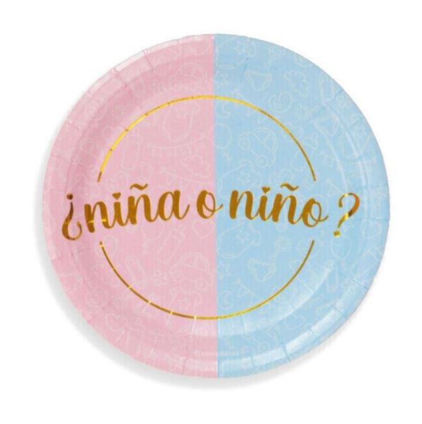 Imagens de Platos Baby Shower Niño o Niña cartón 18cm (8 unidades)