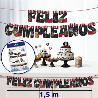 Imagen de Guirnalda Pirata Feliz Cumpleaños cartón (1.5m)