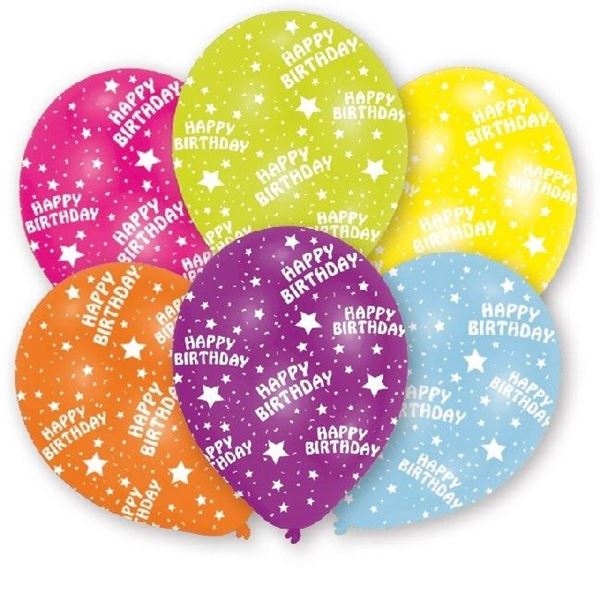 Imagen de Globos Látex Happy Birthday Mix (6 uds)