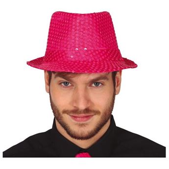 Imagen de Sombrero Gangster Rosa Neón Lentejuelas