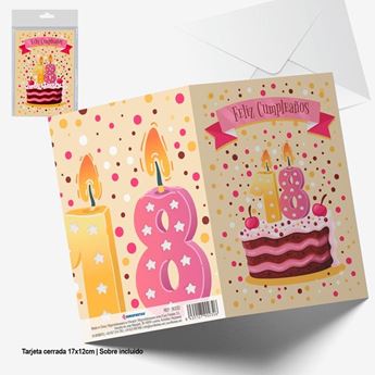 Imagen de Tarjeta Felicitación 18 Años Tarta