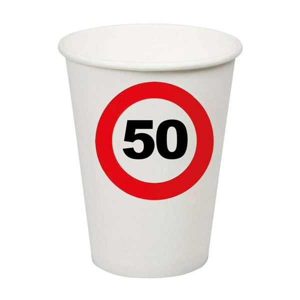 Imagen de Vasos 50 Años Señal de Trafico cartón (8 unidades)