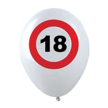 Imagen de Globos látex 18 años Señal de tráfico (12uds)