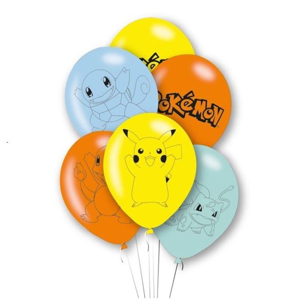 Imagen de Globos Pokémon Mix Látex (6 unidades)