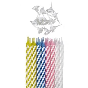 Imagen de Velas Espirales Rayas Colores con Soportes