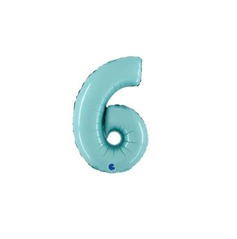 Imagen de Globo Número 6 Azul Pastel Mini (33cm)