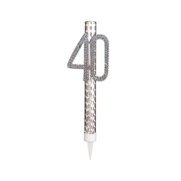 Imagen de Fuente para Tarta con Número 40 Plateado