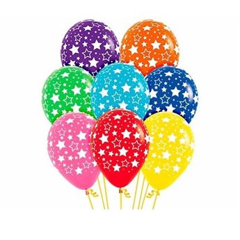 Imagen de Globo Cristal Colores Surtidos Estrellas Bold Látex (12 unidades)