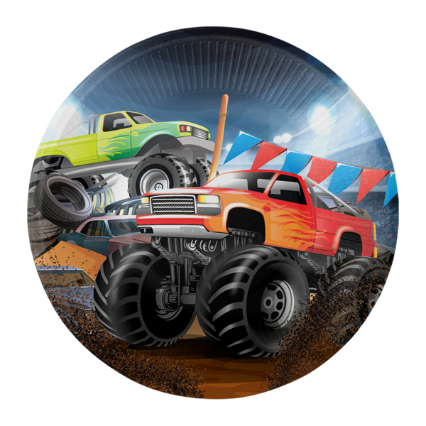Imagens de Platos Monster Truck cartón 18cm (8 unidades)