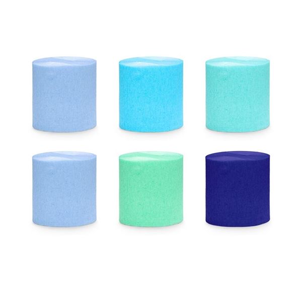 Imagens de Serpentinas papel crepé azul y verde 6 rollos (10m)