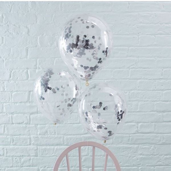 Picture of Globos Confeti Plateados Látex (5 unidades)