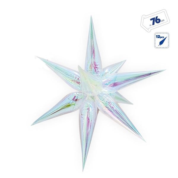 Imagen de Globo Estrella 3D Irisado Mate (76cm)
