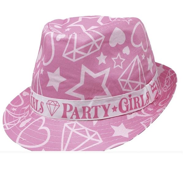 Imagens de Sombrero Fedora Rosa Girls Party Tela Despedida