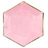 Picture of Platos Rosas Hexagonales Borde Dorado 23cm (6 unidades)