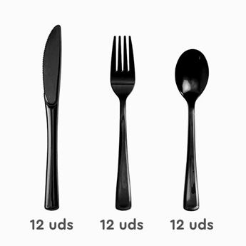 Picture of Cubiertos Negros Premium Reutilizables (36)