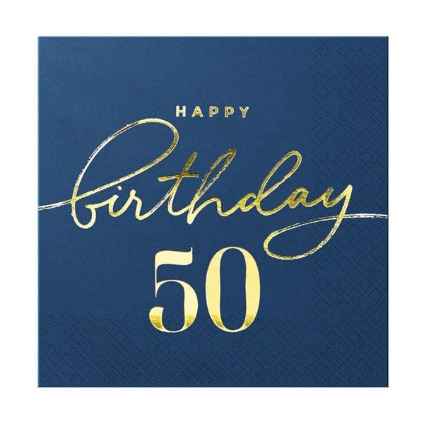 Imagens de Servilletas Azul Happy Birthday 50 papel 33cm (10 unidades)
