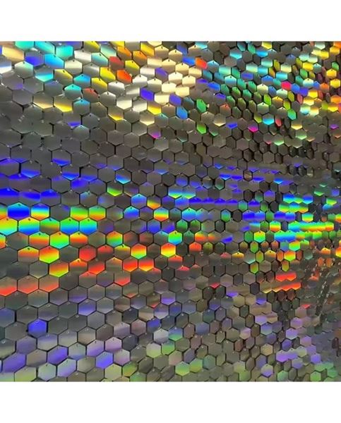 Imagens de Paneles de Lentejuelas Iridiscentes Brillantes Hexagonales 30x30cm (10 unidades)