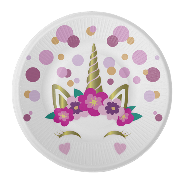 Picture of Platos Unicornio Dulce cartón 18cm (8 unidades)