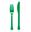 Imagens de Cubiertos Verde Hoja Tenedor y Cuchillo Plástico Reutilizables (12x2 unidades)