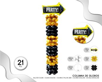 Imagen de Columna de Globos Negra y Dorada 180 cm con Flecha PARTY