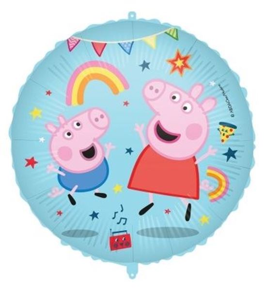 Imagen de Globo Peppa Pig y George Foil con Cinta y Peso (46cm)