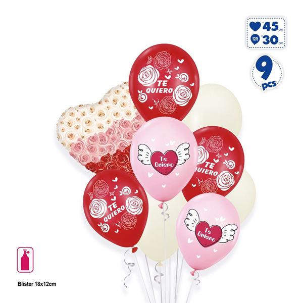 Picture of Bouquet Set Globos Te Quiero Foil y Látex (9 unidades)