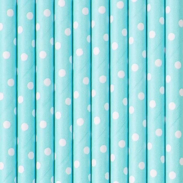 Imagen de Pajitas Turquesas Lunares Blancos papel (10 unidades)