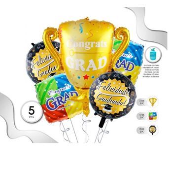 Imagen de Bouquet de Globos para Graduación Trofeo (5uds)