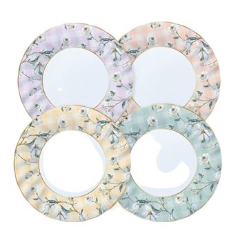 Picture of Platos Floral Vichy cartón 25cm (8 unidades)