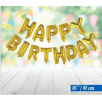 Imagen de Globos Happy Birthday Dorados Set