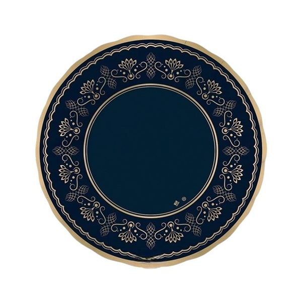 Imagens de Platos Hondos Royal Blue Gold cartón 24cm (6 unidades)