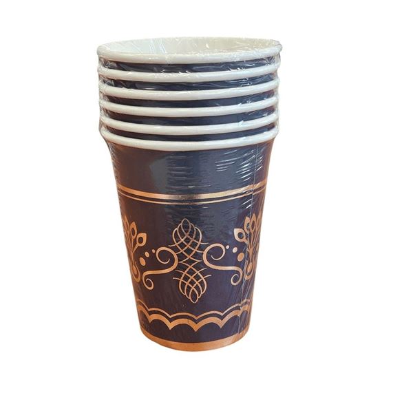 Imagen de Vasos Royal Blue Gold Cartón 250cc (6uds)