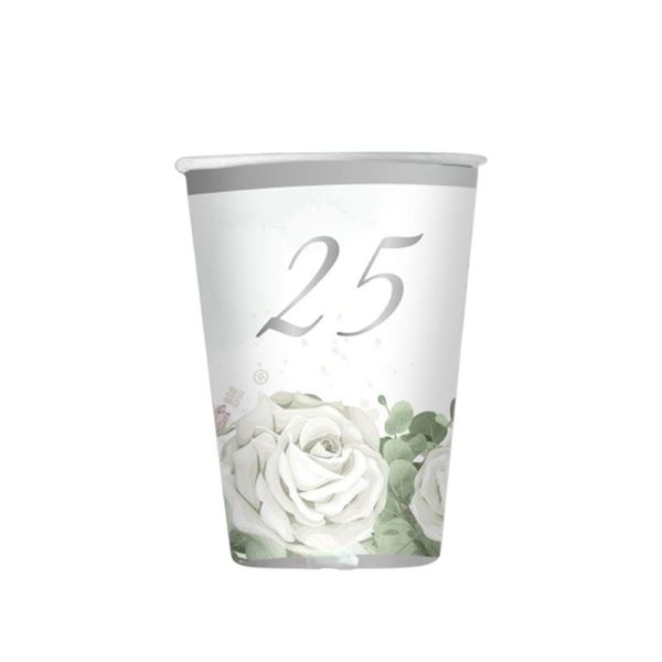 Picture of Vasos 25 Aniversario Eucalipto 250ml (6uds)