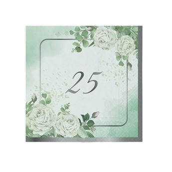 Imagen de Servilletas 25 Aniversario Eucalipto 25cm (16uds)