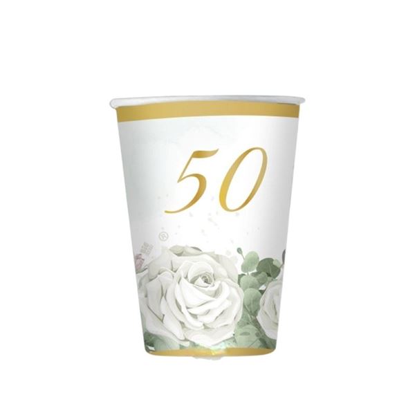 Picture of Vasos 50 Aniversario Eucalipto cartón 250ml (6 unidades)