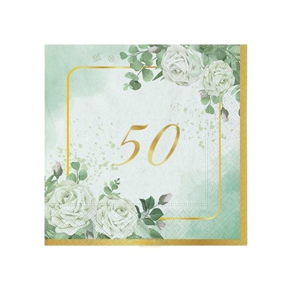 Picture of Servilletas 50 Aniversario Eucalipto papel 25cm (16 unidades)