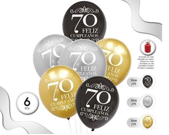 Imagen de Globos 70 Años Feliz Cumpleaños Mix (6 unidades)