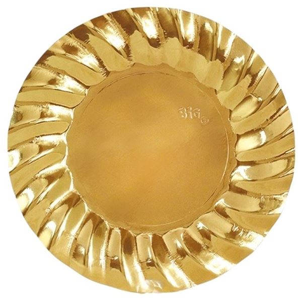 Picture of Platos Dorados Ondas Metalizado cartón 25cm (6 unidades)