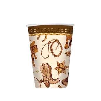Imagens de Vasos Country Western cartón 250ml (6uds)