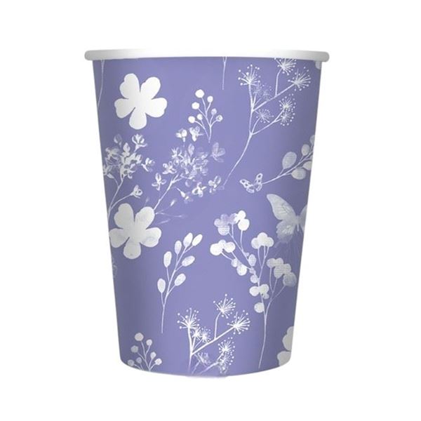 Picture of Vasos Flores Lilas cartón 250ml (6uds)