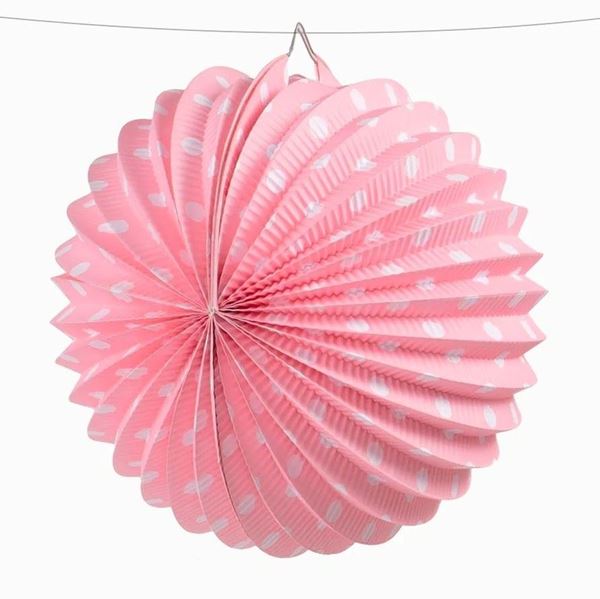 Picture of Farolillo Rosa Pastel lunares Blancos 25cm (1 unidad)