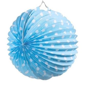 Imagen de Farolillo Azul Pastel lunares Blancos 25cm (1 unidad)