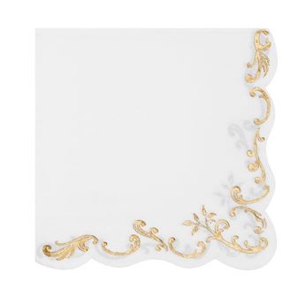 Imagen de Servilletas Blancas Detalles Dorados papel 33cm (12 unidades)