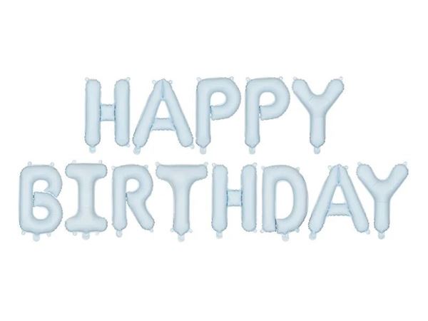 Imagens de Globo Happy Birthday Azul Claro 340cm x 35cm