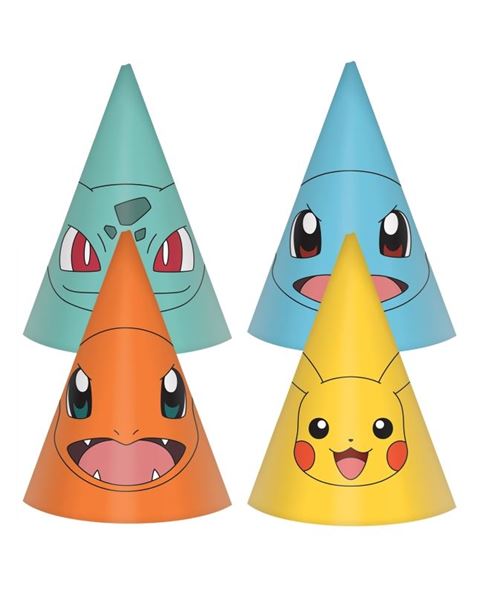 Imagen de Gorros Cono de Pokémon cartón (8 unidades)