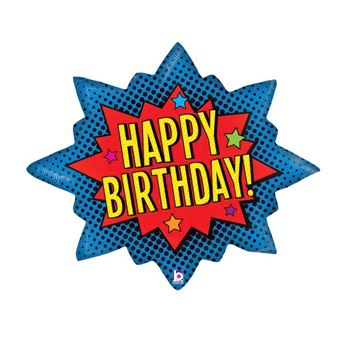 Imagen de Globo Comic Superhéroe Happy Birthday Foil (75cm)