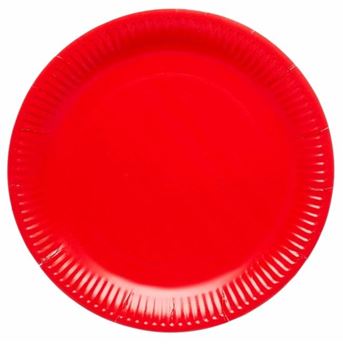 Imagen de Platos Rojo Fiesta cartón 23cm (8 unidades)