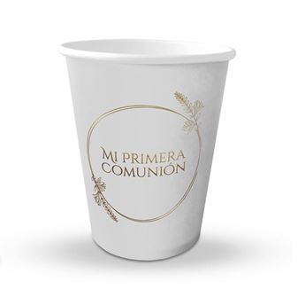 Imagen de Vasos Mi Primera Comunión Ramas Dorado cartón (8 unidades)