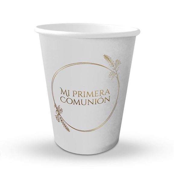 Imagen de Vasos Mi Primera Comunión Ramas Dorado cartón (8 unidades)