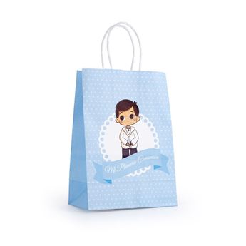 Imagen de Bolsa Mi Primera Comunión Niño azul papel 21cm x 16cm